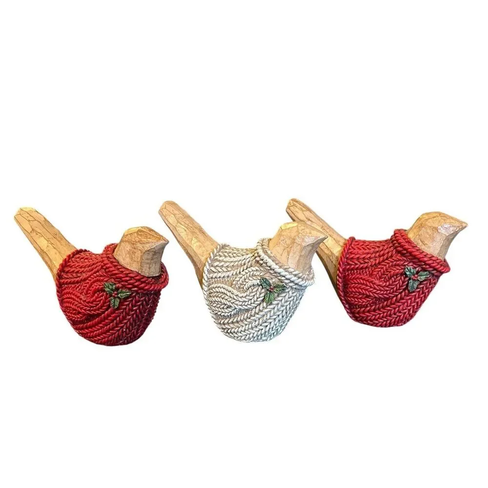 CHRISTMAS -WINTER BIRDS LOT OF 3‎ RESIN FIGURINES
